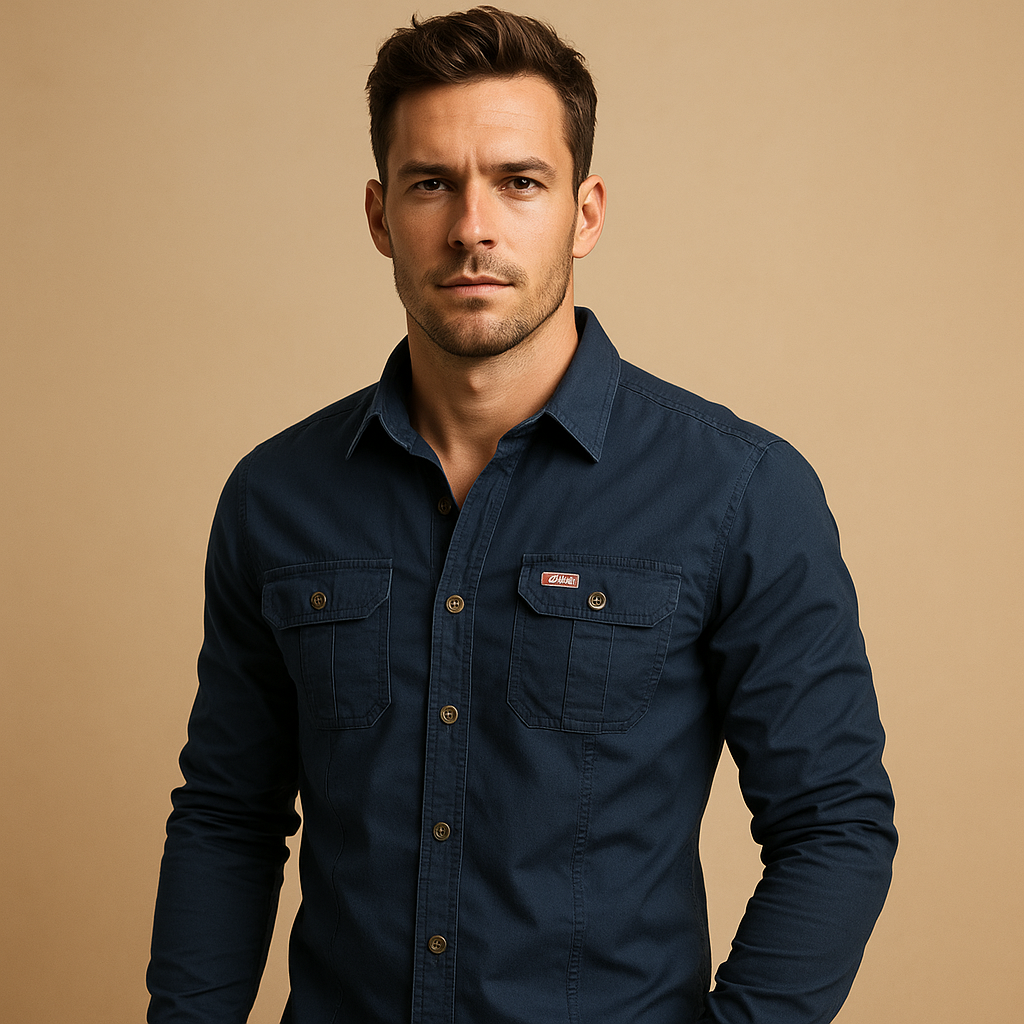 Atmungsaktives Herren Hemd mit Taschen aus Baumwolle | Dorian-Zermatt Boutique