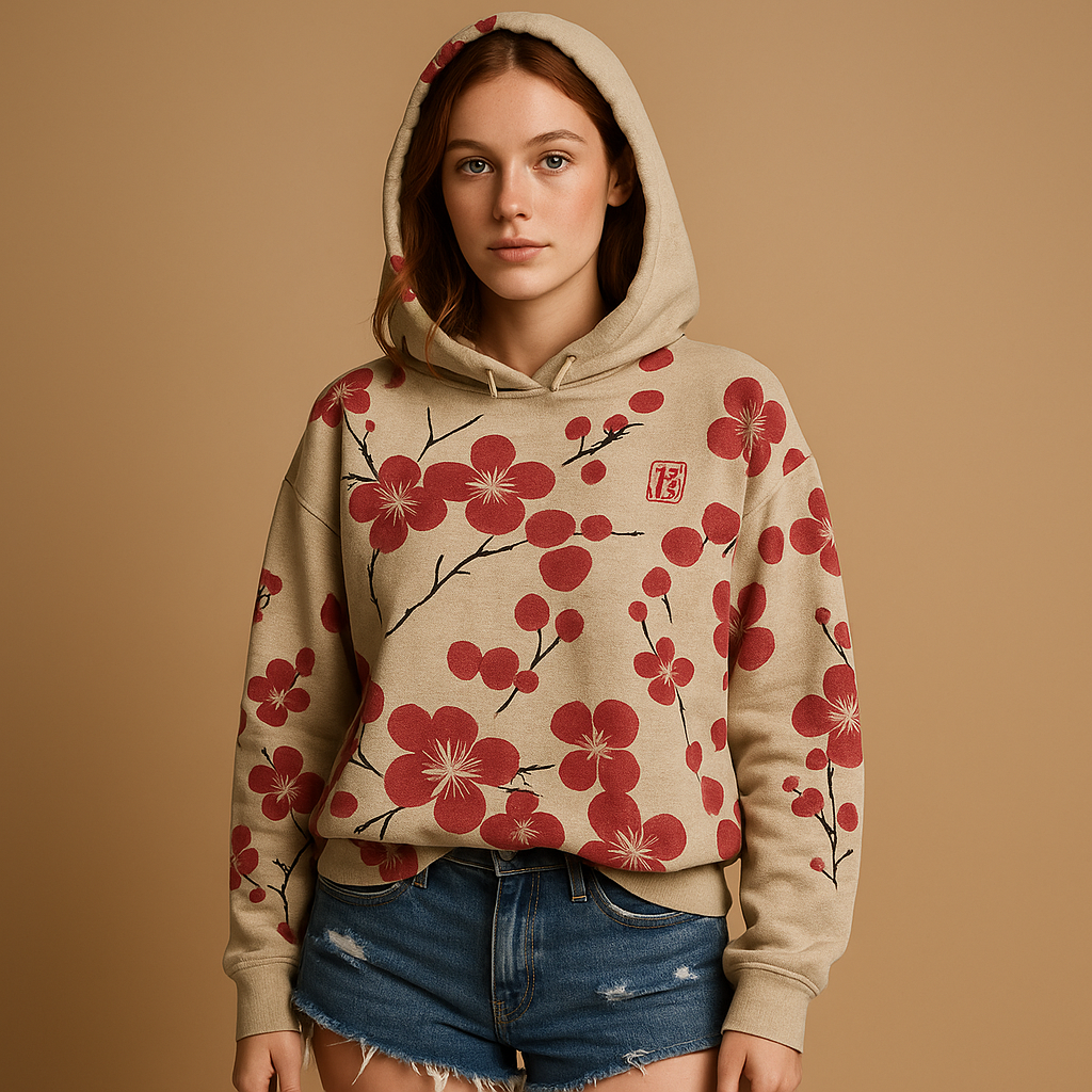 Damen Hoodie mit Blumendruck und Kapuze für gemütliche Tage | Fleur-Zermatt Boutique