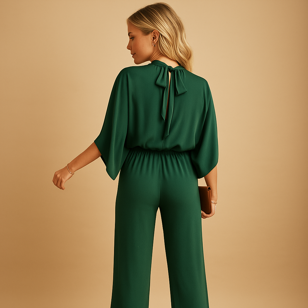 Damen Jumpsuit zur Hochzeit mit langen Ärmeln und weitem Bein | Veerle-Zermatt Boutique
