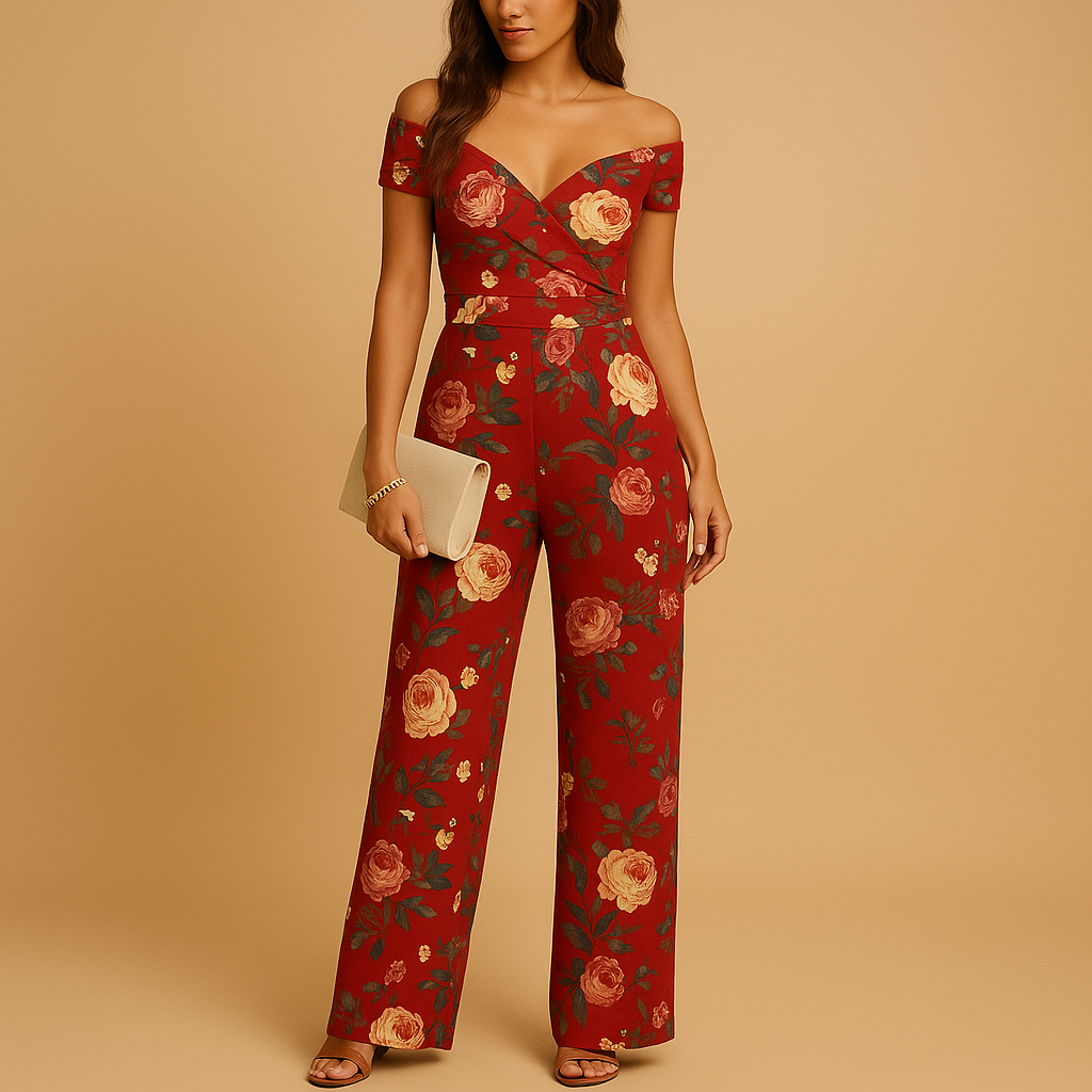 Damen Overall mit Blumendruck im Off-Shoulder-Stil | Juliette-Zermatt Boutique
