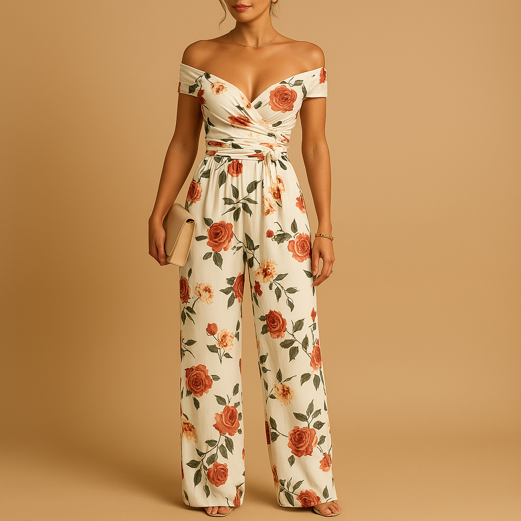 Damen Overall mit Blumendruck im Off-Shoulder-Stil | Juliette-Zermatt Boutique