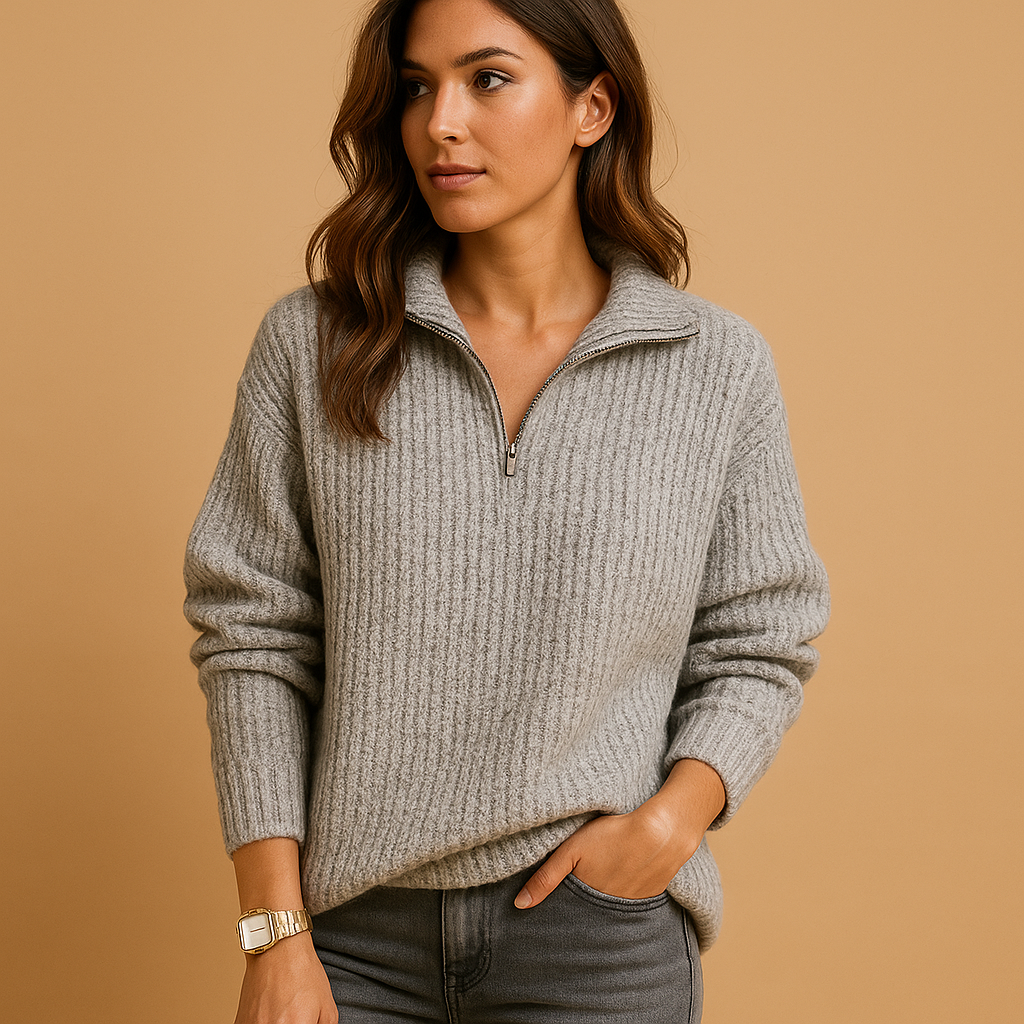 Damenpullover Halb-Zip in eleganter Passform für Büro und Freizeit | Adrianna-Zermatt Boutique