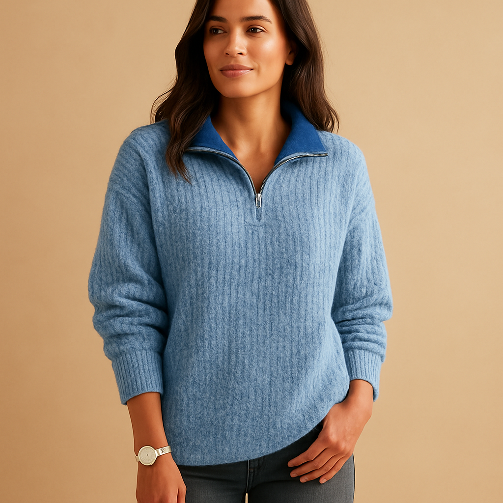 Damenpullover Halb-Zip in eleganter Passform für Büro und Freizeit | Adrianna-Zermatt Boutique