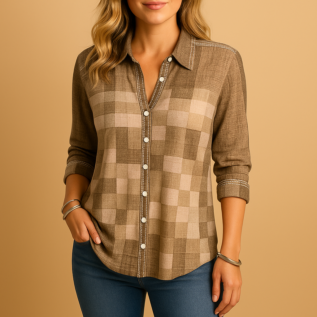 Elegante Bluse Damen im klassischen Karomuster | Janne-Zermatt Boutique