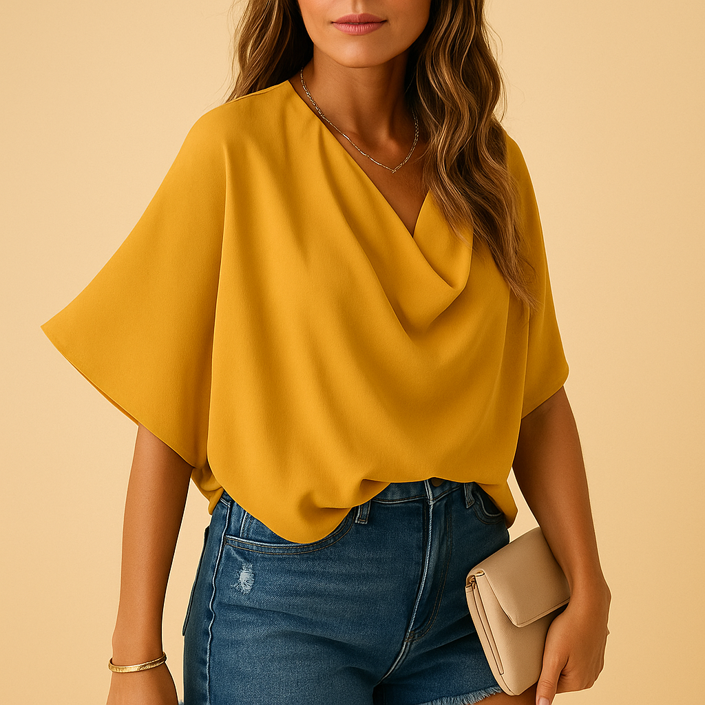 Elegante Bluse Damen mit Fledermaushülsen aus Chiffon | Clara-Zermatt Boutique