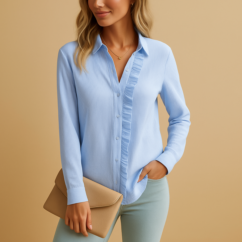 Elegante Bluse Damen mit Gestreife und Rüschen | Tessa-Zermatt Boutique