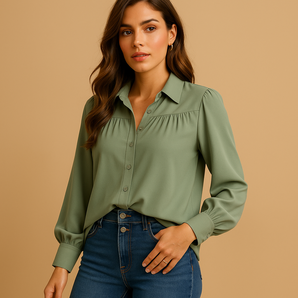 Elegante Bluse Damen mit Laternenhülle aus leichtem Stoff | Isabelle-Zermatt Boutique