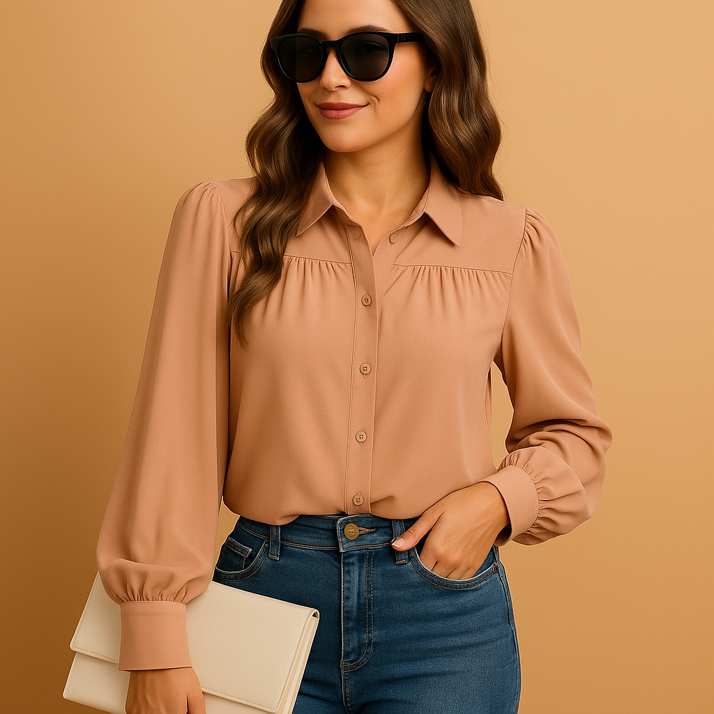 Elegante Bluse Damen mit Laternenhülle aus leichtem Stoff | Isabelle-Zermatt Boutique