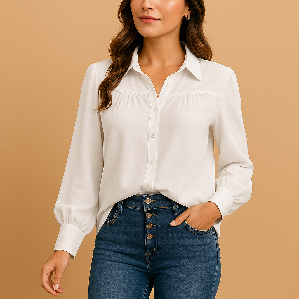 Elegante Bluse Damen mit Laternenhülle aus leichtem Stoff | Isabelle-Zermatt Boutique