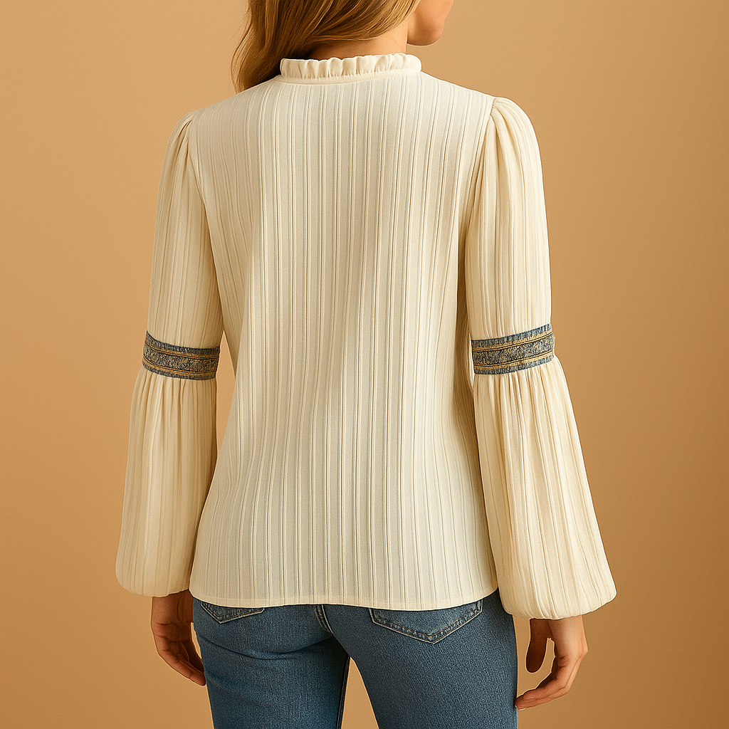 Elegante Bluse Damen mit Spitzen- und Laternärmen | Nadine-Zermatt Boutique