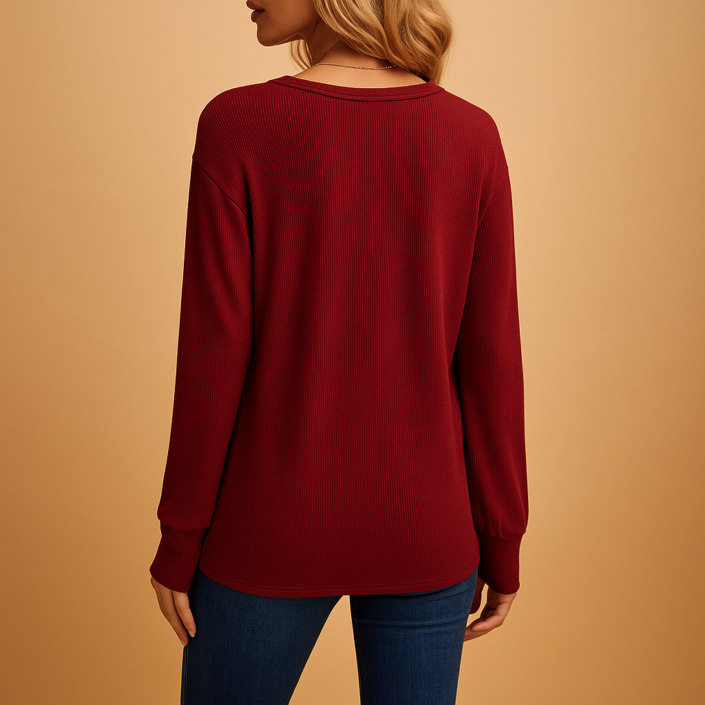 Elegante Bluse Damen mit V-Ausschnitt und Knopfdetails | Jolien-Zermatt Boutique