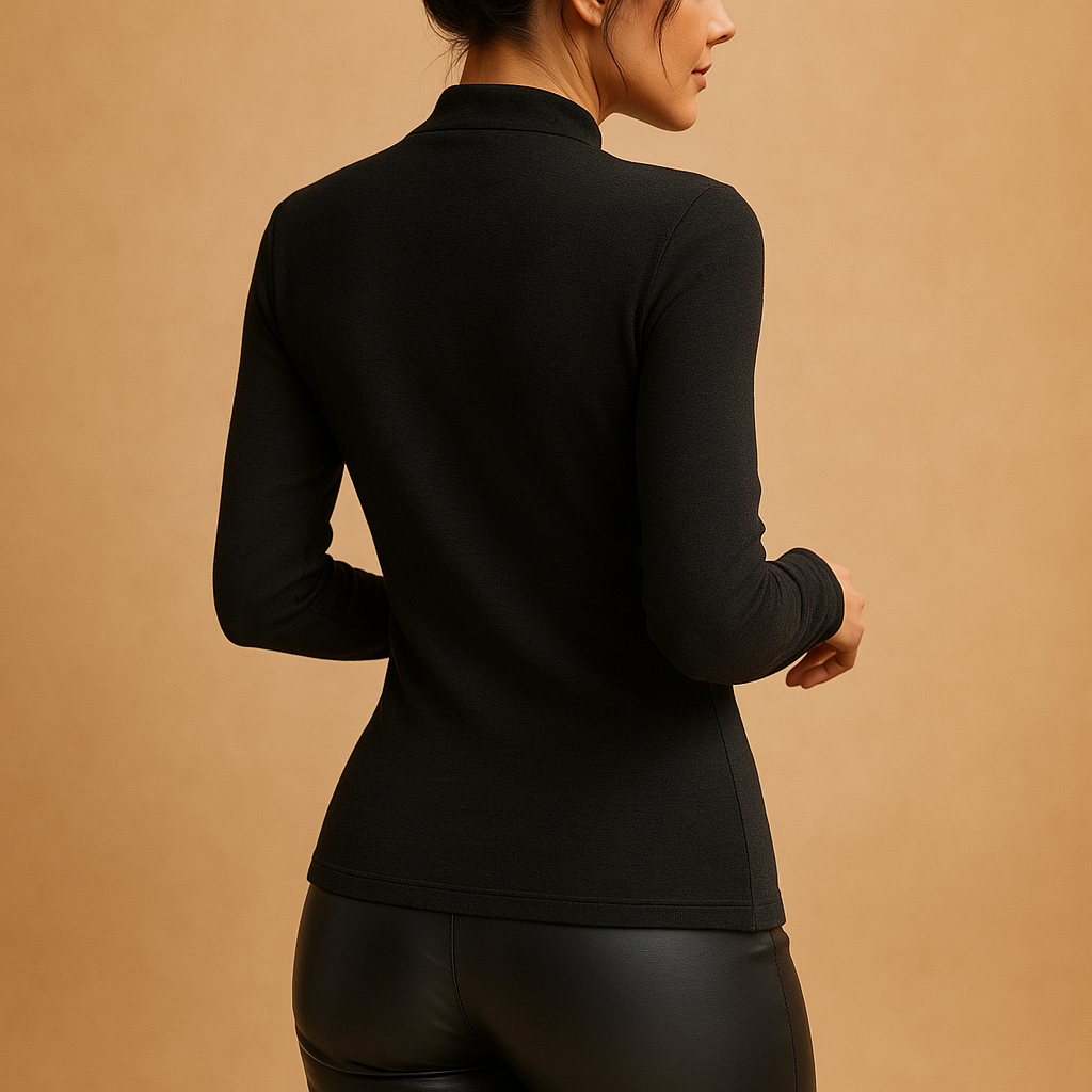 Elegante Bluse Damen mit hohem Nacken und Plissee-Details | Milou-Zermatt Boutique