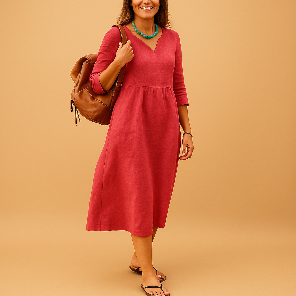 Elegantes Midi-Kleid mit V-Ausschnitt für Damen | Elise-Zermatt Boutique