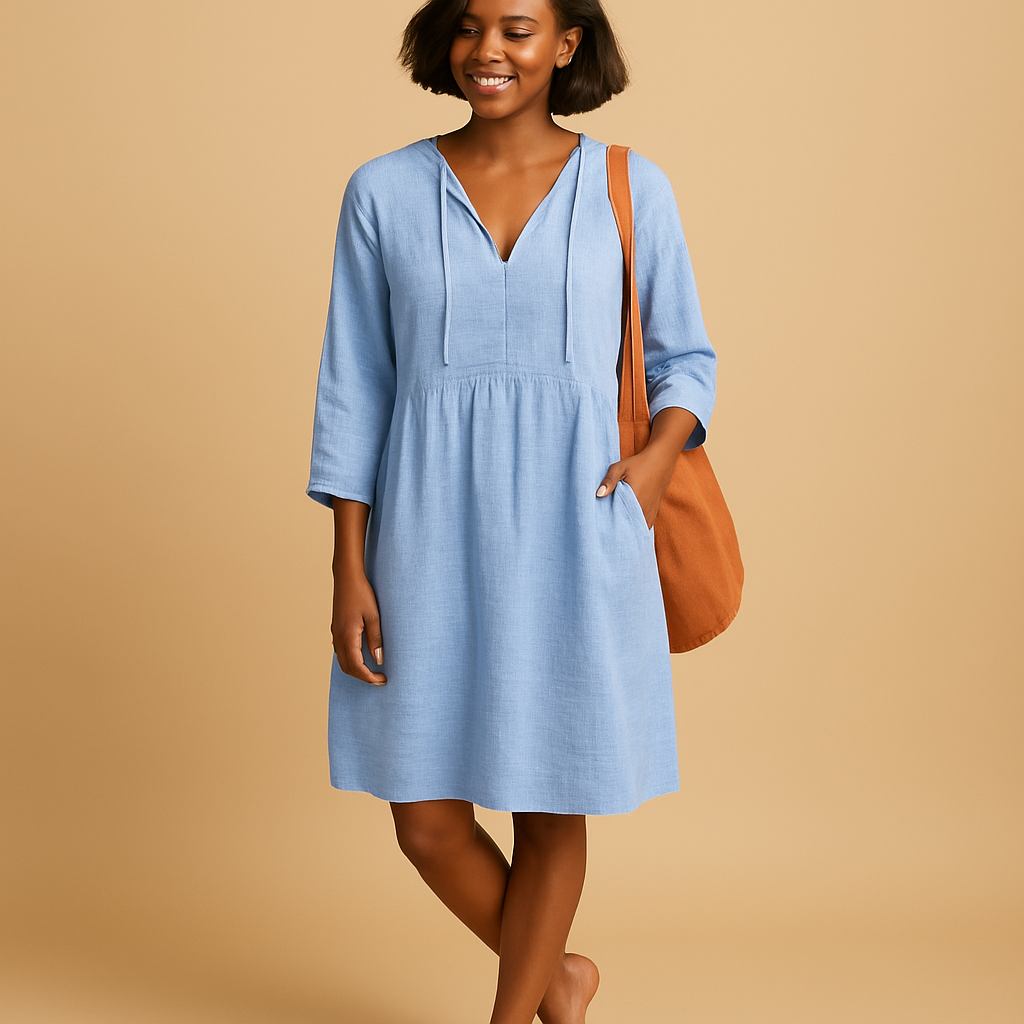 Elegantes Midi Sommerkleid mit kurzen Ärmeln für Damen | Karyl-Zermatt Boutique
