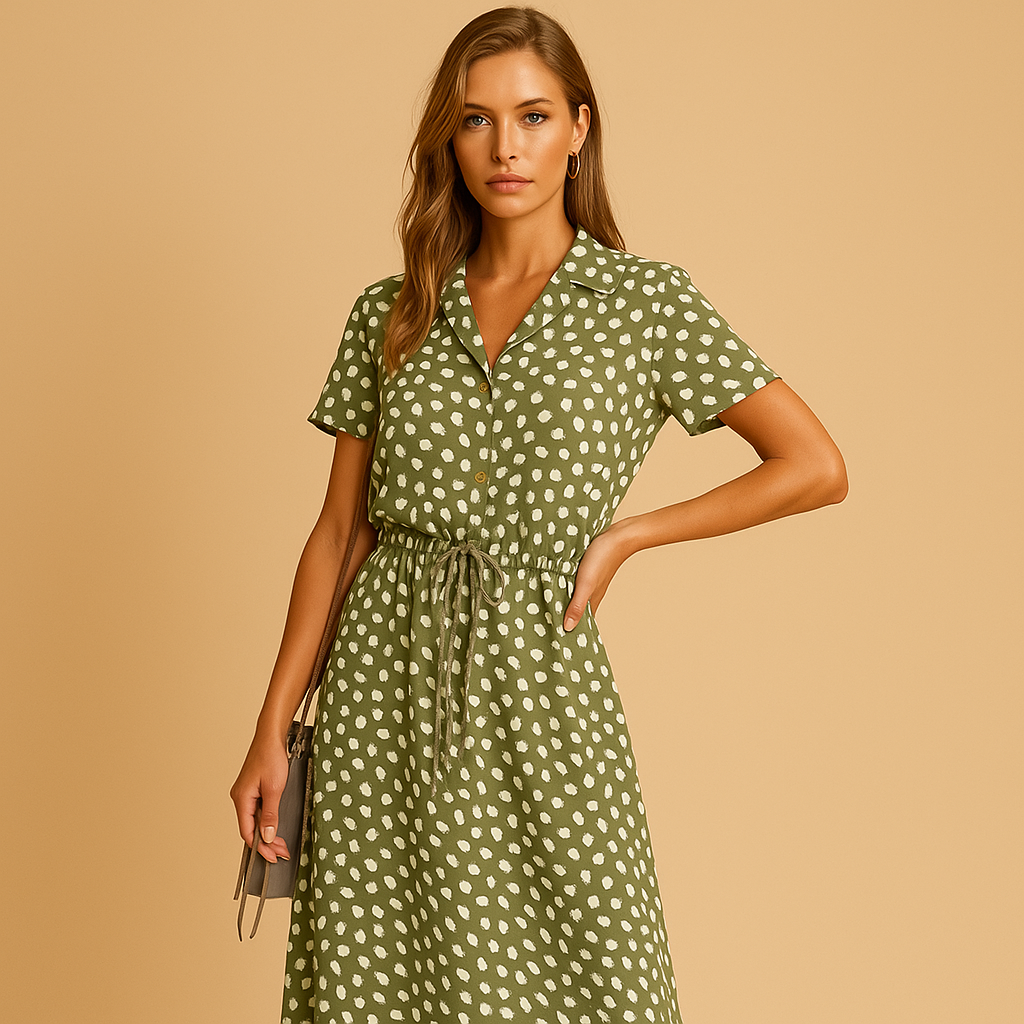 Festliches Midi-Kleid mit kurzen Ärmeln für Damen | Clara-Zermatt Boutique