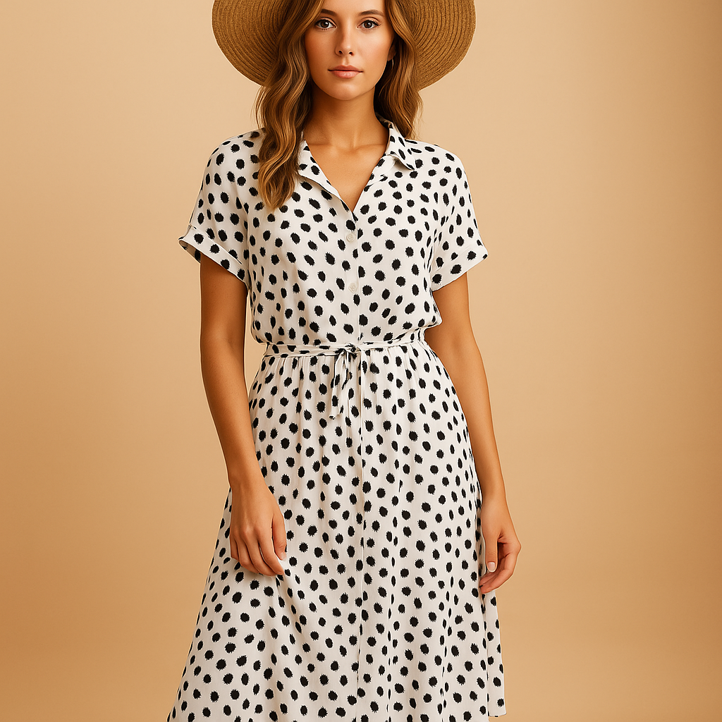 Festliches Midi-Kleid mit kurzen Ärmeln für Damen | Clara-Zermatt Boutique