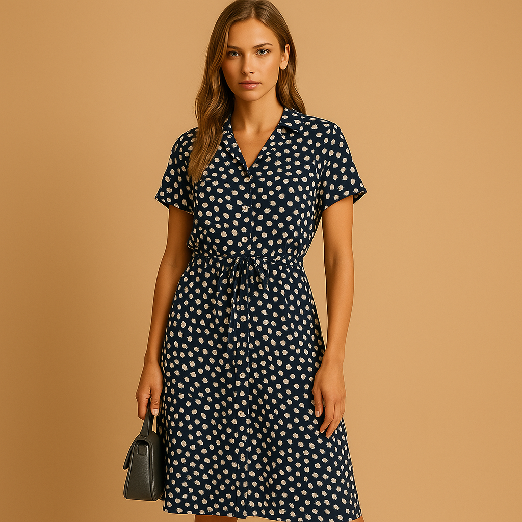 Festliches Midi-Kleid mit kurzen Ärmeln für Damen | Clara-Zermatt Boutique
