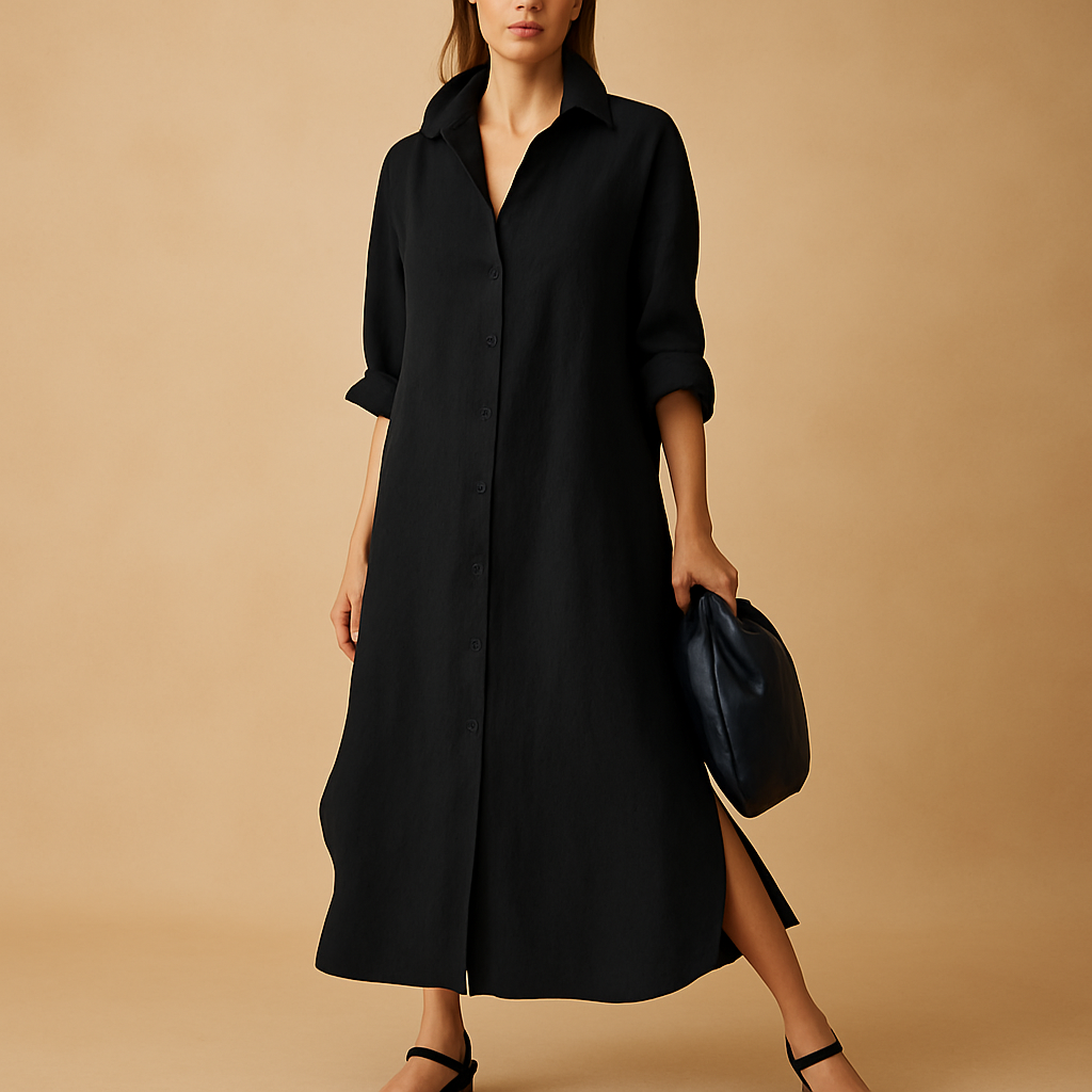 Hemdblusenkleid aus Hanfmischung mit lockerer Passform | Isabelle-Zermatt Boutique