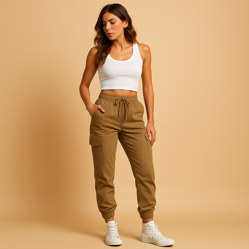 Hochtaillierte Frachtpants mit Stretchkomfort für Damen | Elvira-Zermatt Boutique