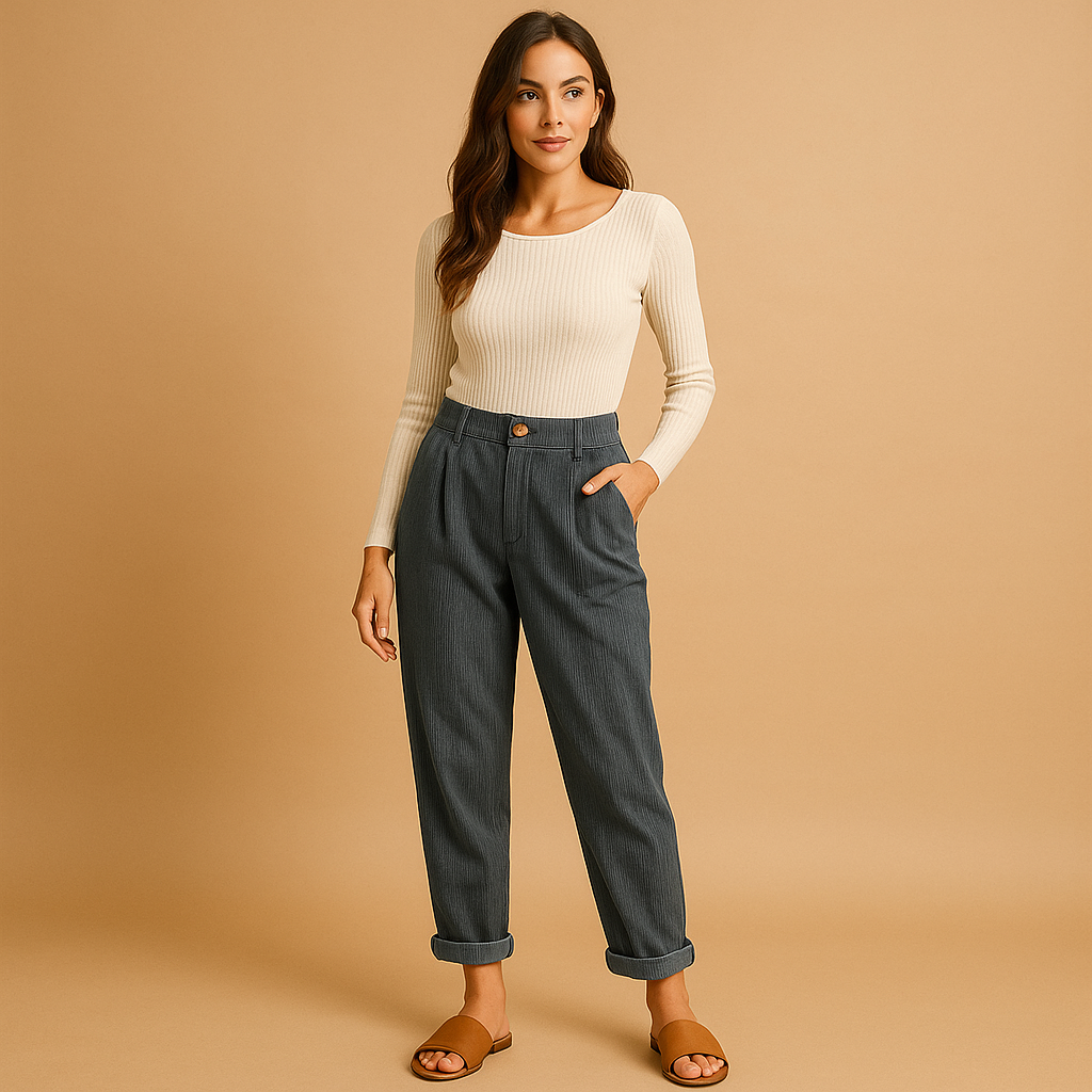 Hochtaillierte Stoffhose Damen mit geraden Beinen | Nina-Zermatt Boutique