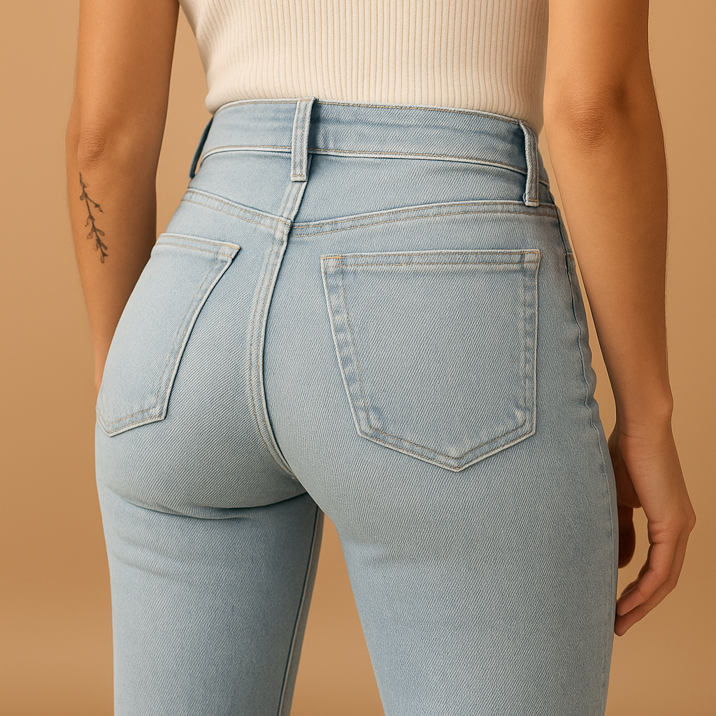 Hohe Taille Jeans mit ausgestellten Beinen für Damen | Yasmine-Zermatt Boutique