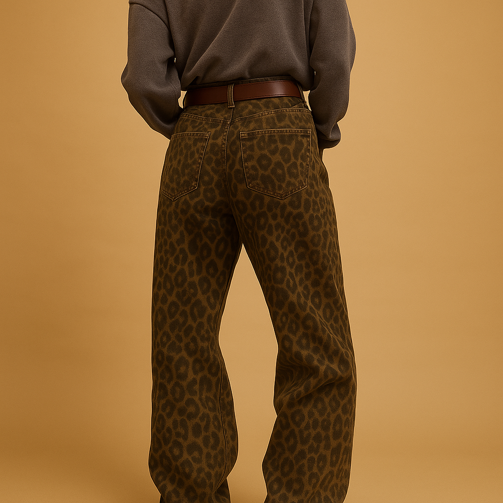 Jeans Damen Slim Fit mit Leopardenmuster für einen kühnen Look | Nelly-Zermatt Boutique