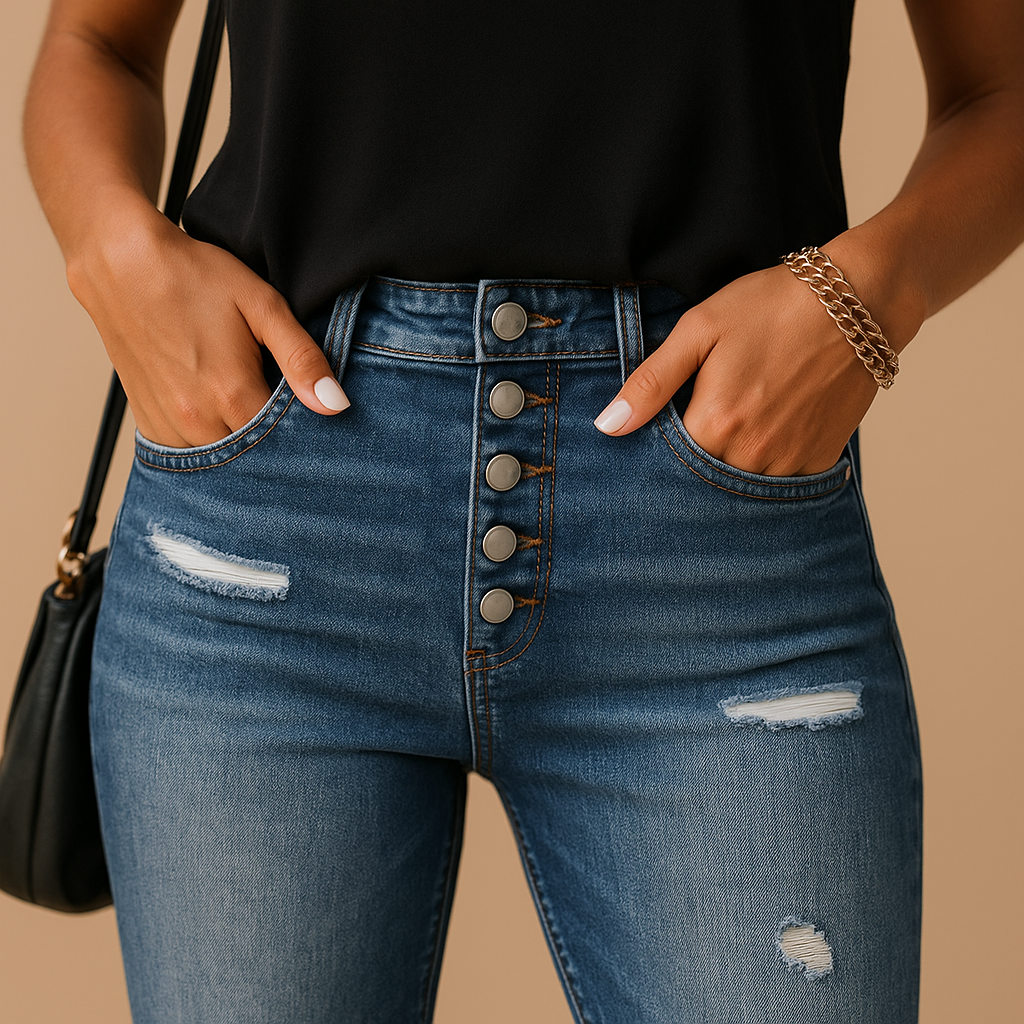 Jeans Damen im Slim Fit mit trendigen Zerrissenheiten | Mila-Zermatt Boutique