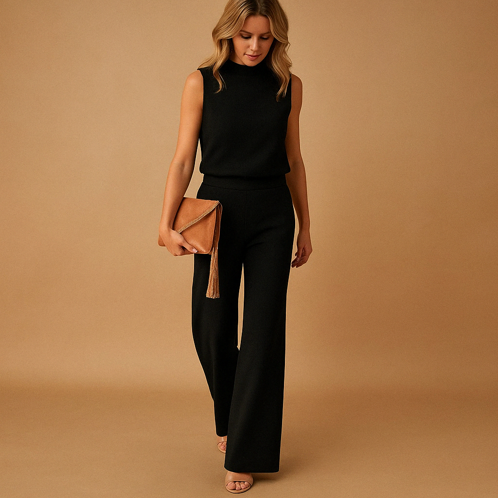 Jumpsuit Damen mit weitem Bein und rundem Hals | Anna-Zermatt Boutique
