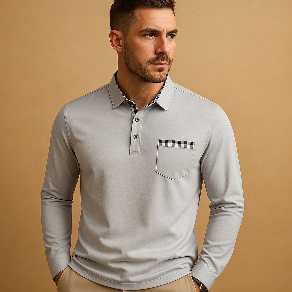 Langarm Poloshirt Herren aus atmungsaktivem Stoff | Matten-Zermatt Boutique