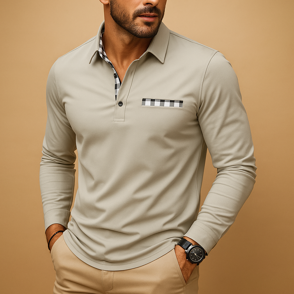 Langarm Poloshirt Herren aus atmungsaktivem Stoff | Matten-Zermatt Boutique