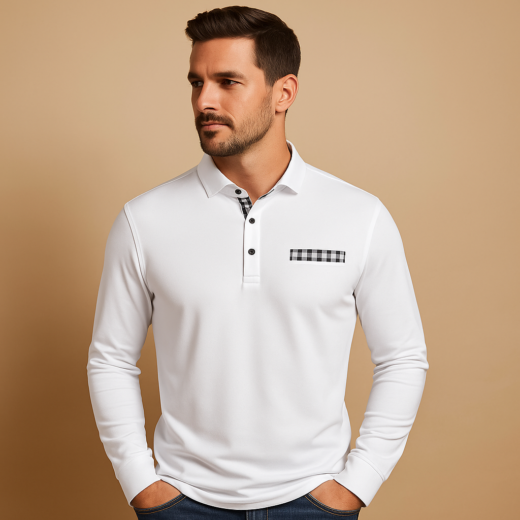 Langarm Poloshirt Herren aus atmungsaktivem Stoff | Matten-Zermatt Boutique