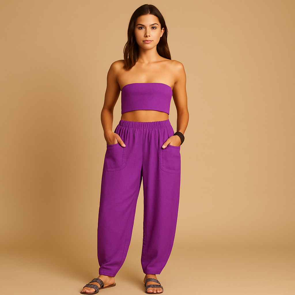 Leichte Sommerhose Damen mit Hoher Taille im Boho-Stil | Femke-Zermatt Boutique