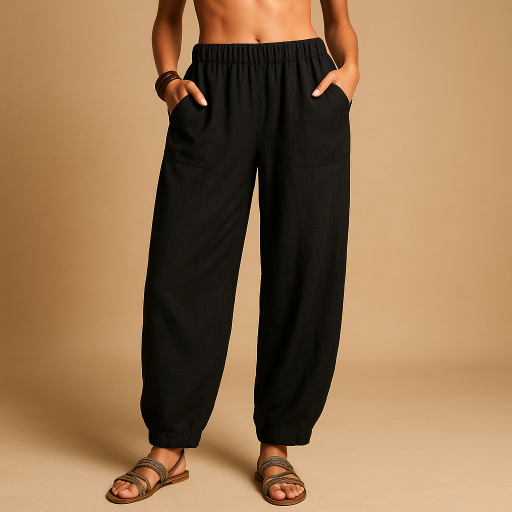 Leichte Sommerhose Damen mit Hoher Taille im Boho-Stil | Femke-Zermatt Boutique