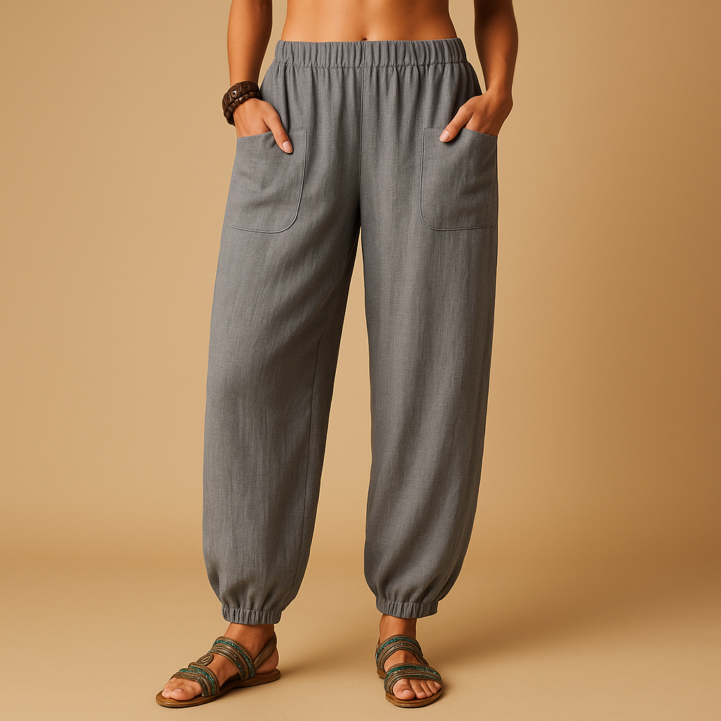 Leichte Sommerhose Damen mit Hoher Taille im Boho-Stil | Femke-Zermatt Boutique