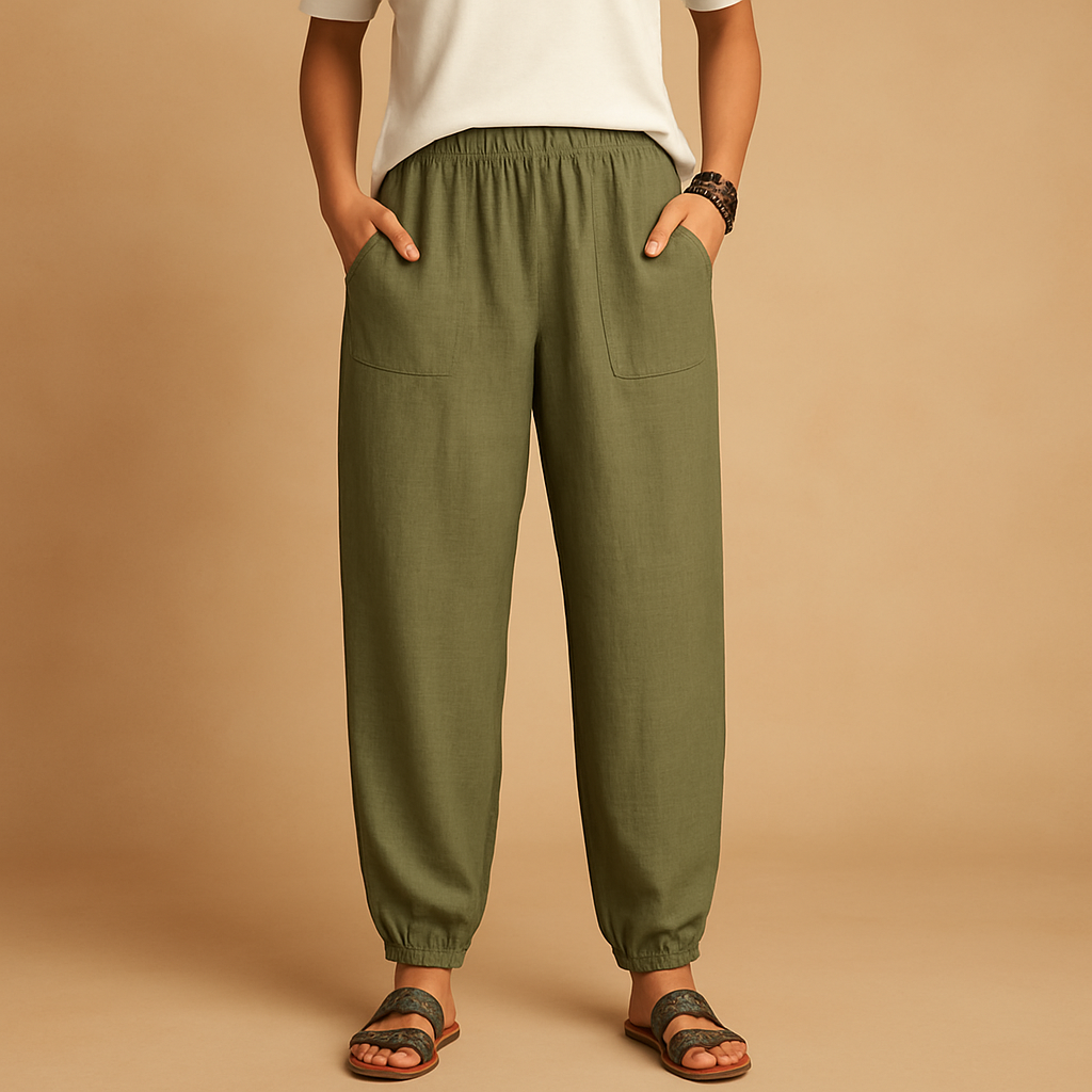 Leichte Sommerhose Damen mit Hoher Taille im Boho-Stil | Femke-Zermatt Boutique