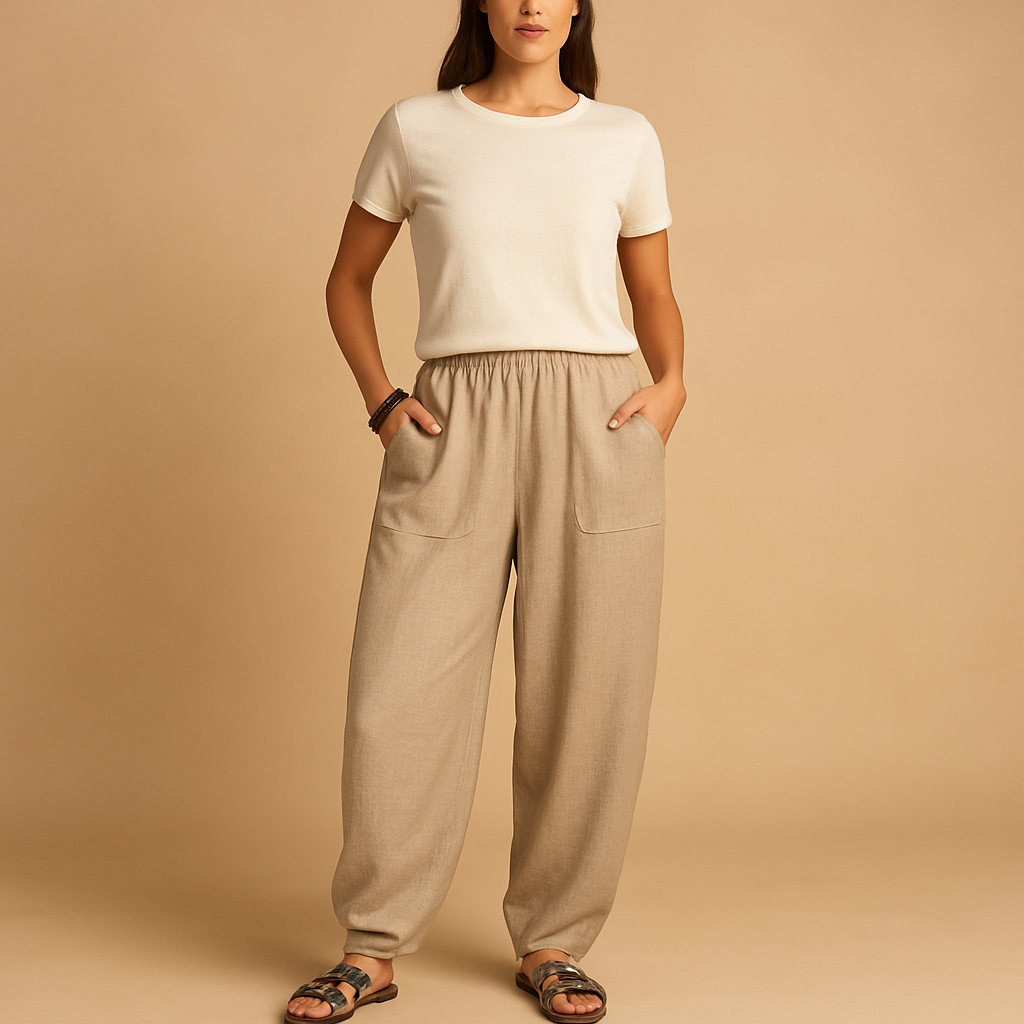 Leichte Sommerhose Damen mit Hoher Taille im Boho-Stil | Femke-Zermatt Boutique