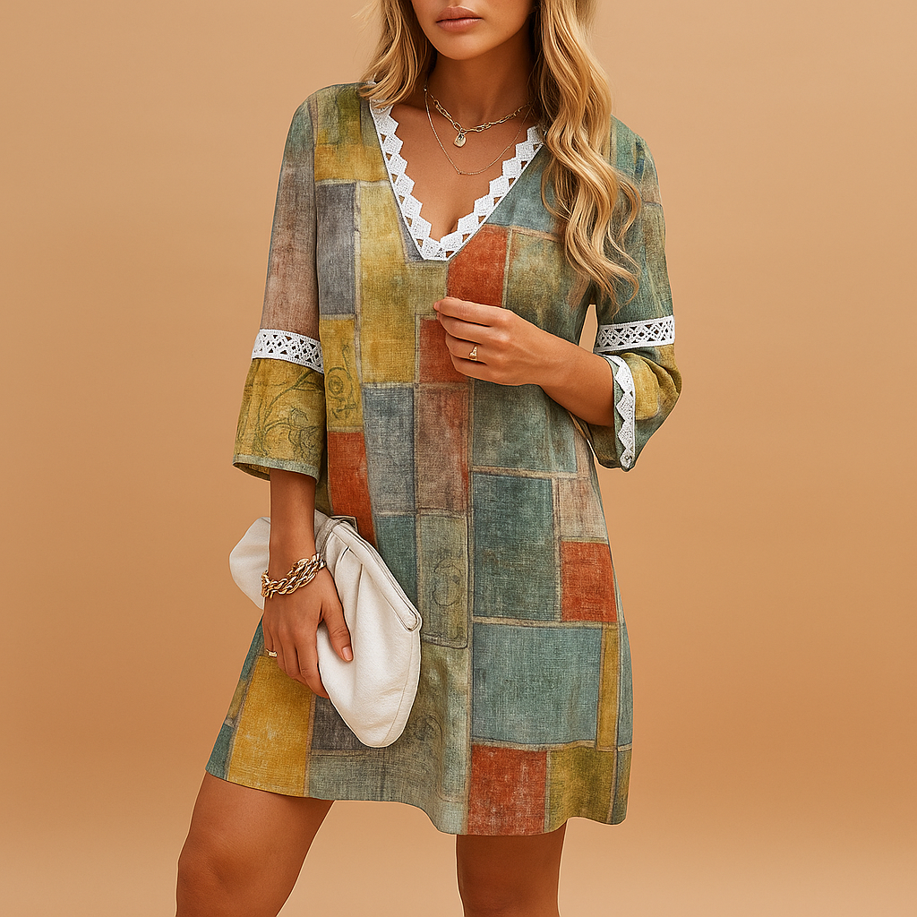 Luftiges Damenkleid mit kurzen Ärmeln aus atmungsaktivem Stoff | Lotte-Zermatt Boutique