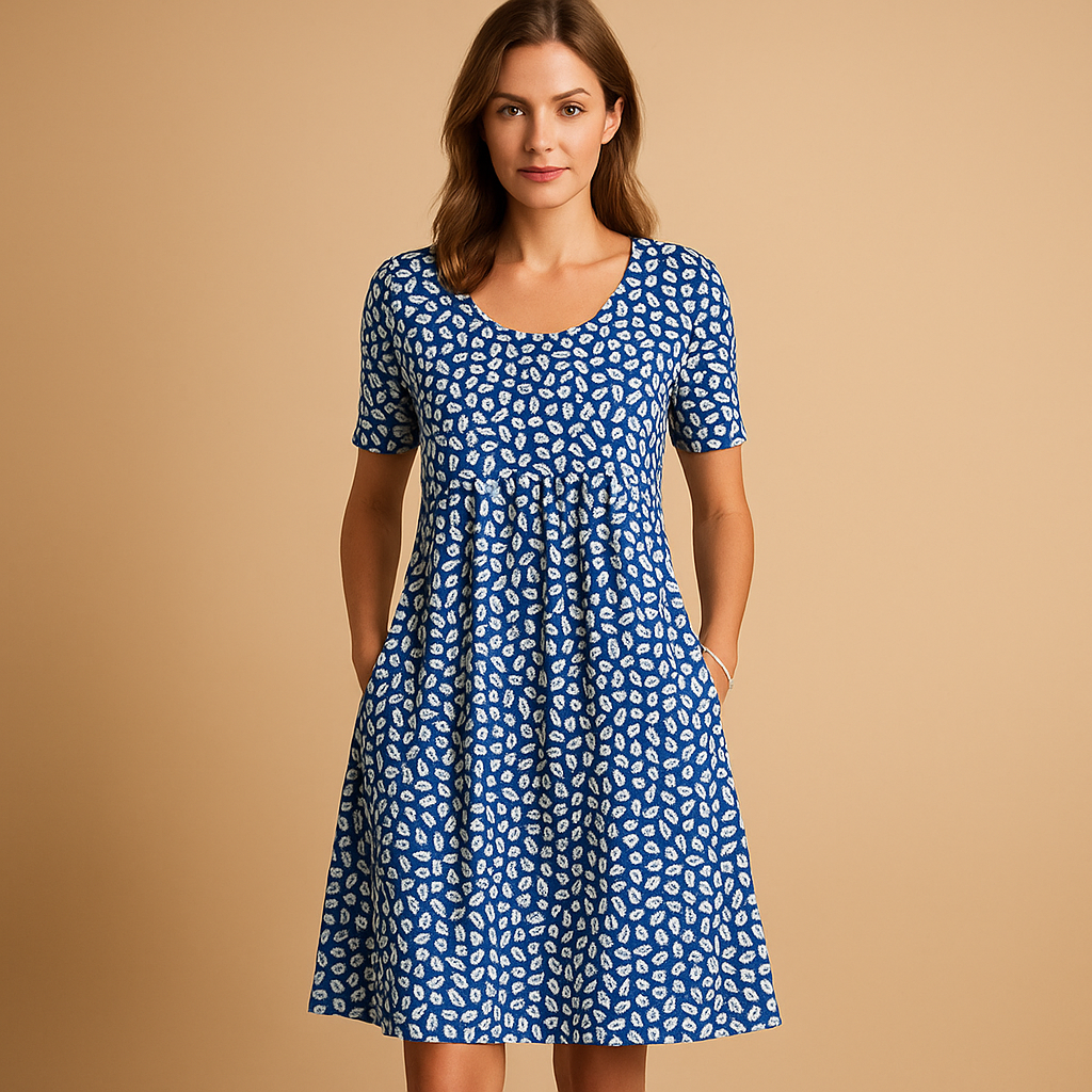 Luftiges Midi Kleid mit Verspielten Drucken für Damen | Janne-Zermatt Boutique
