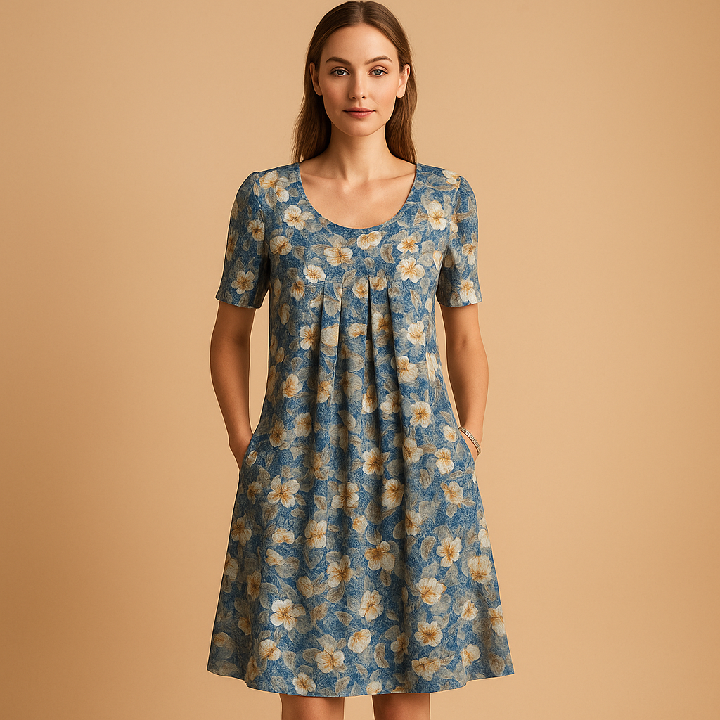 Luftiges Midi Kleid mit Verspielten Drucken für Damen | Janne-Zermatt Boutique