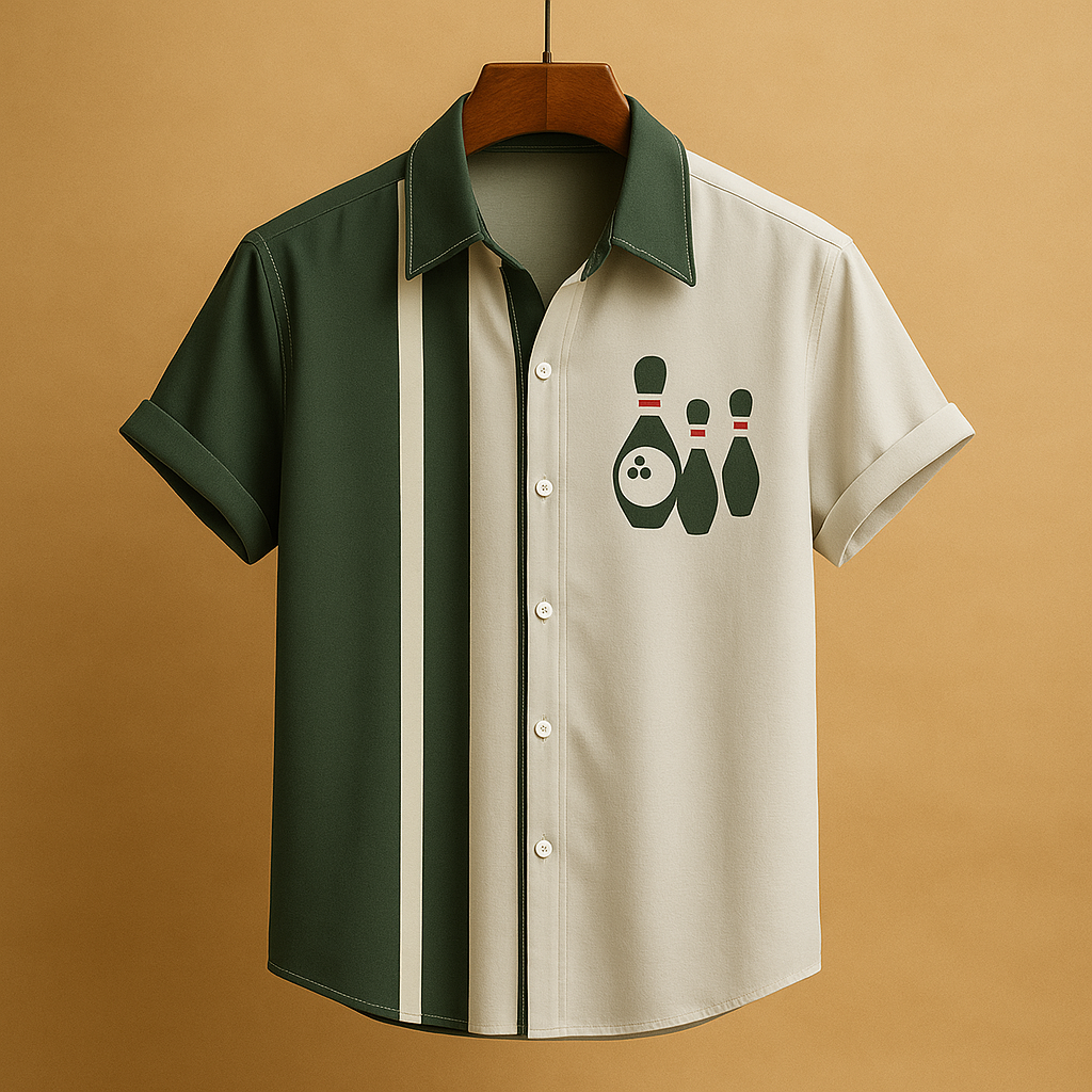 Poloshirt Herren mit Auffälligem Retro Bowling Print | Krawatten-Zermatt Boutique
