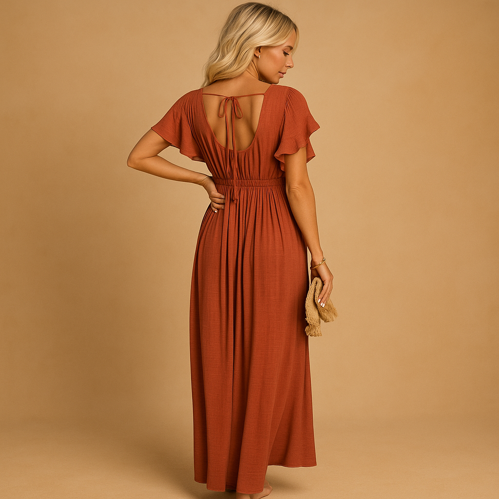 Strandkleid Damen aus weicher Baumwollmischung in Orange | Lara-Zermatt Boutique