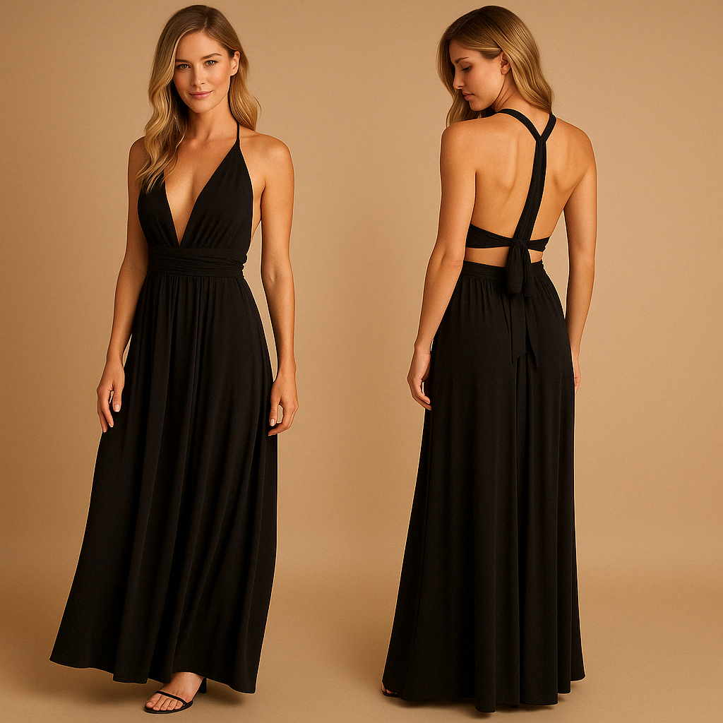 Wickelkleid mit Plissierter Taille und Langen Bändern | Mila-Zermatt Boutique