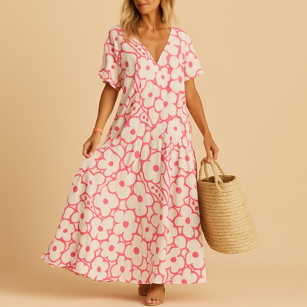 Atmungsaktives Sommerkleid für Damen mit kurzen Ärmeln | Hannah-4