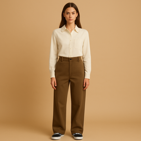 Asymmetrische Baggy-Hosen mit Doppelknopfverschluss | Rose-Zermatt Boutique