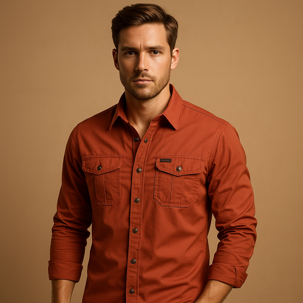 Atmungsaktives Herren Hemd mit Taschen aus Baumwolle | Dorian-Zermatt Boutique