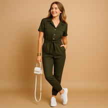 Damen Jumpsuit mit V-Ausschnitt und Frachtbeuteln | Nora-Zermatt Boutique