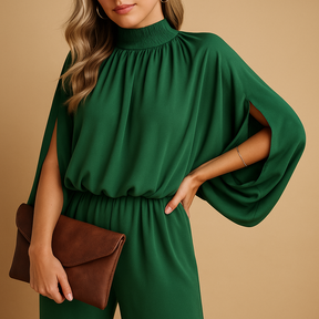 Damen Jumpsuit zur Hochzeit mit langen Ärmeln und weitem Bein | Veerle-Zermatt Boutique