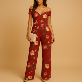 Damen Overall mit Blumendruck im Off-Shoulder-Stil | Juliette-Zermatt Boutique