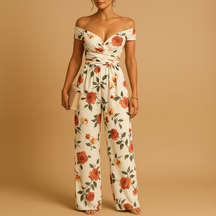 Damen Overall mit Blumendruck im Off-Shoulder-Stil | Juliette-Zermatt Boutique