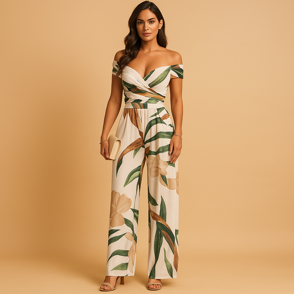 Damen Overall mit Blumendruck im Off-Shoulder-Stil | Juliette-Zermatt Boutique